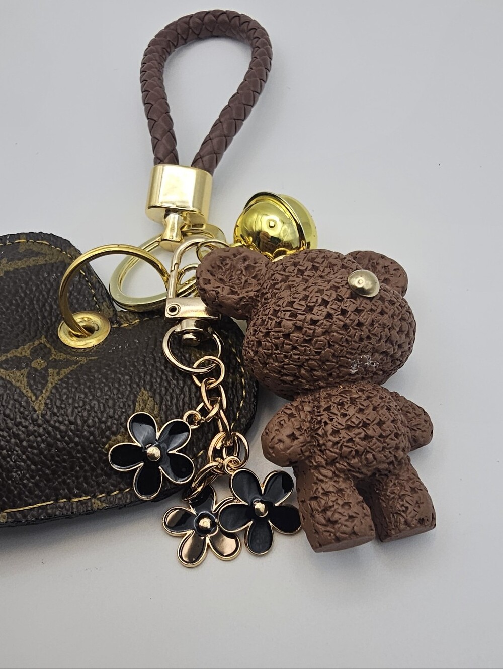 Upcycled Leather Purse Key Chain Charm - Picture 2 of 9